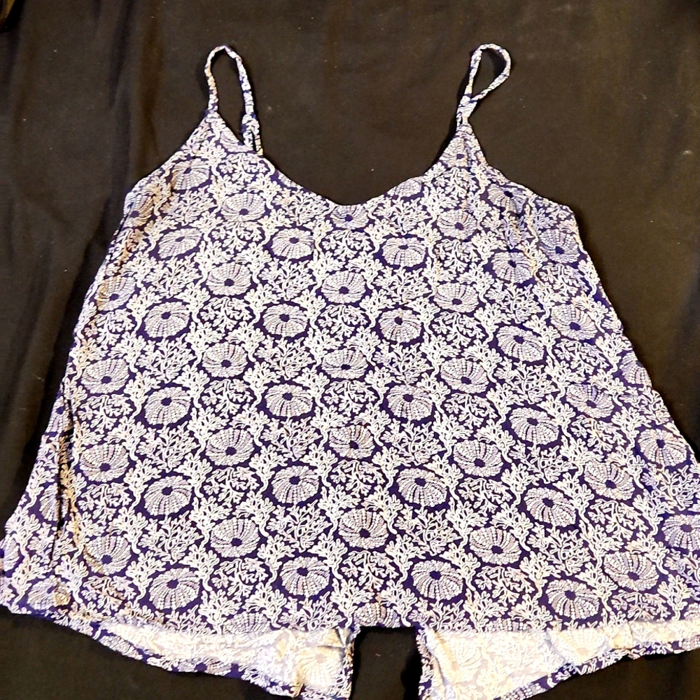 Navy Blue and White Print open back Tank - Old Navy
